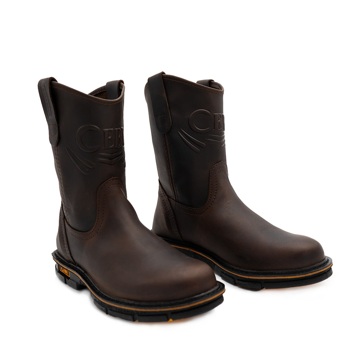 Men s Wellington Boots with Steel Toe Tough Leather in Brown Cebu boots