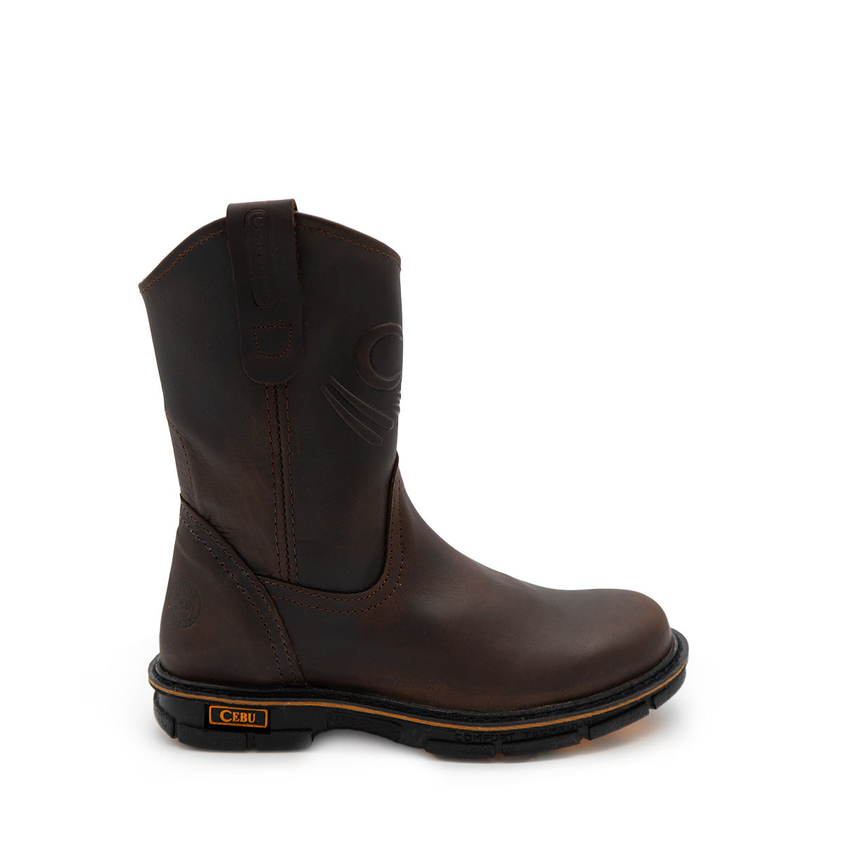 Men s Wellington Boots with Steel Toe Tough Leather in Brown Cebu boots