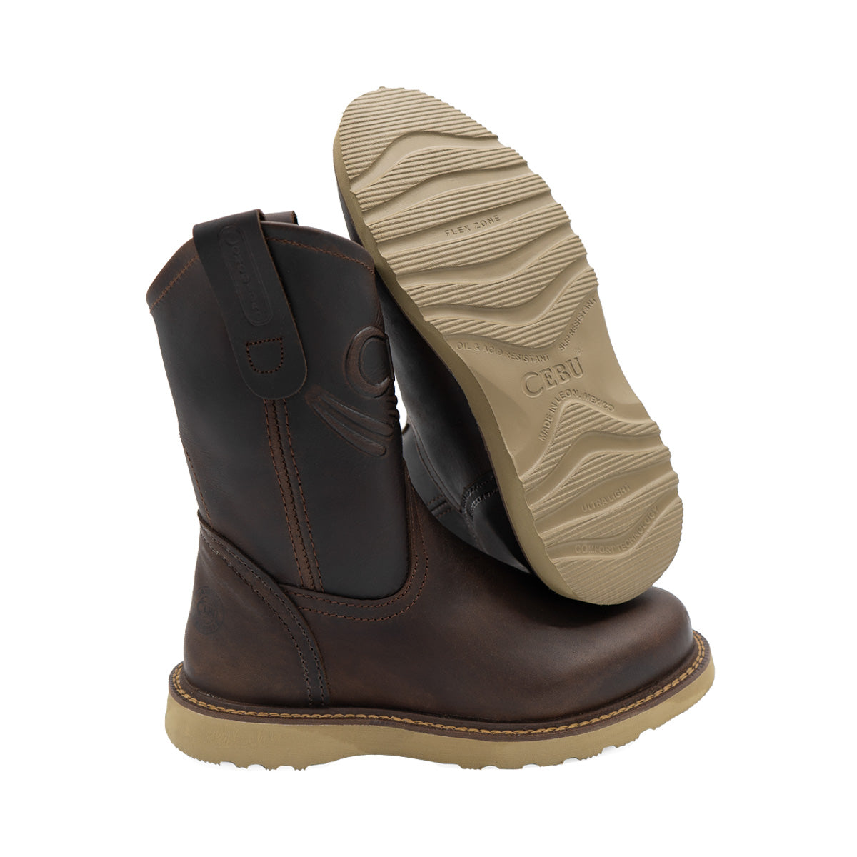 Durable leather upper on Rul 500 work boots for men