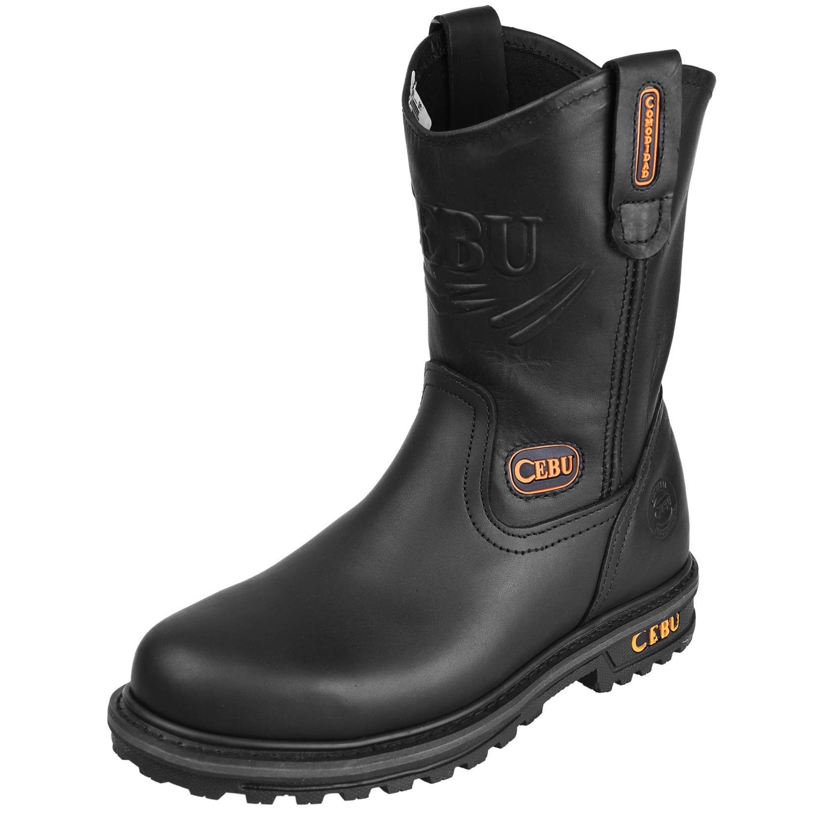 Black pull on duty boots best sale